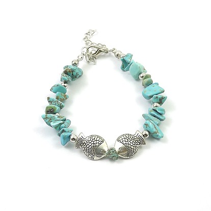 Браслеты из натуральных и синтетических драгоценных камней и железных бусин для женщин, рыба