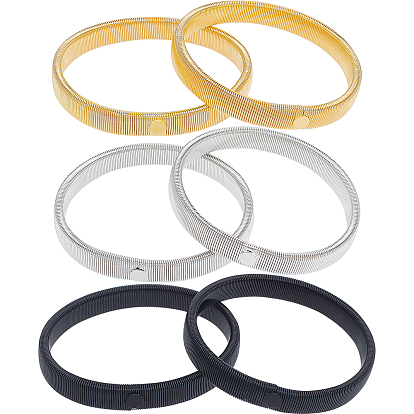 6Pcs 3 Colors Iron Snake Chain Stretch Bracelets, Gift for Men Women