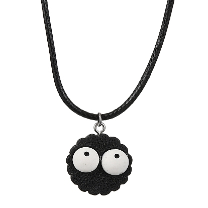 Cartoon Cookies Resin Pendant Necklaces, with Imitation Leather Cords