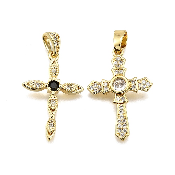 Латунные микро проложить кубического циркония подвески, крестик, долговечный, без свинца и без кадмия