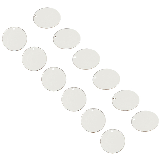 304 Stainless Steel Stamping Blank Tag Pendants, Flat Round