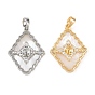 Латунные микро проложить четкие кубического циркония кулон поручительств, ромб, с оболочкой