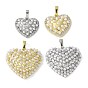 Латунные микро проложить кубического циркония подвески, сердце прелести, с abs имитационными жемчужными бусинами , стойки покрытие, долговечный