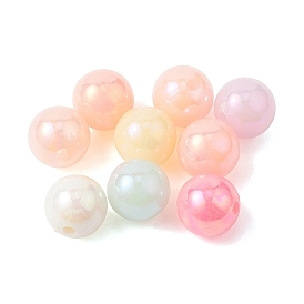 Непрозрачные акриловые бусины с УФ-покрытием, круглые, с покрытием AB цвета