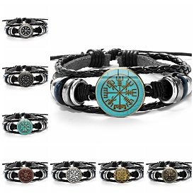 Bracelets multibrins en alliage de perles tressées, bracelet rune viking en verre