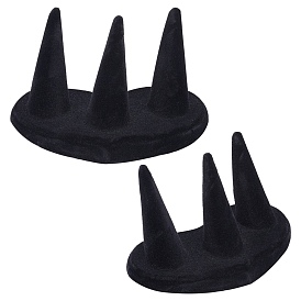 SUNNYCLUE 2Pcs PVC Resin Flocking Ring Displays, for Finger Ring Display Stands, Cone Shaped
