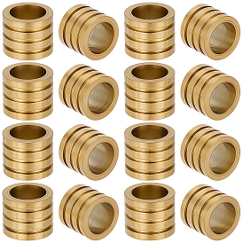 20pcs 304 perles européennes en acier inoxydable, Perles avec un grand trou   , rainuré, colonne