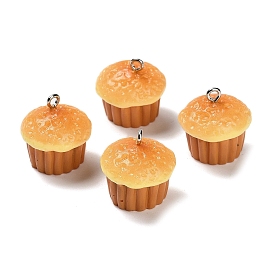 3d подвески из непрозрачной смолы, кекс-торт, с платиновыми тоновыми железными петлями