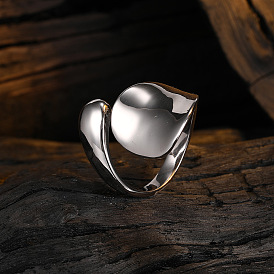 925 Sterling Silver Geometric Open Ring for Women, Minimalist Wide Band Wrap Finger Jewelry