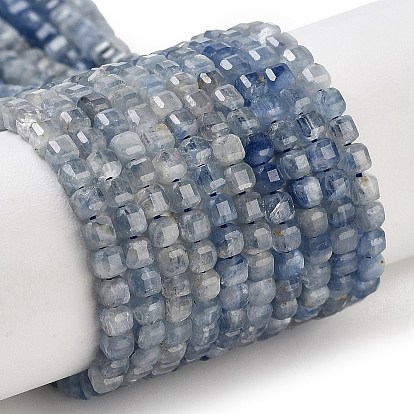 Натуральные нити из кианита / цианита / дистенового бисера, класс АА, граненый стол, вырезанный куб