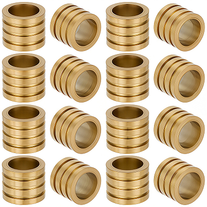 20pcs 304 perles européennes en acier inoxydable, Perles avec un grand trou   , rainuré, colonne