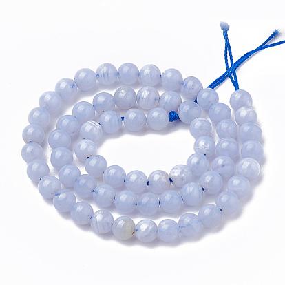 Natural Blue Chalcedony Bead Strands, Round