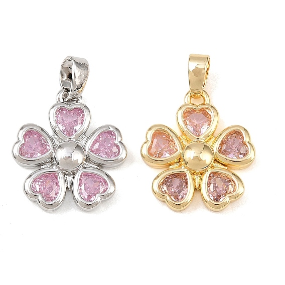 Латунные микро проложить кубического циркония подвески, цветок