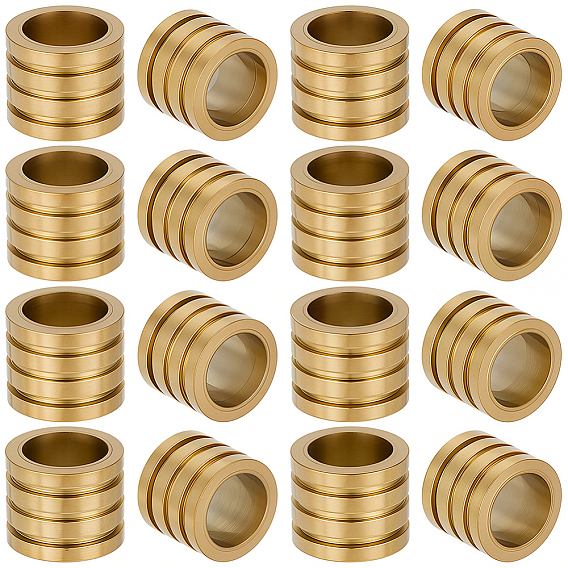 20Pcs 304 Stainless Steel European Beads, Large Hole Beads, Grooved, Column