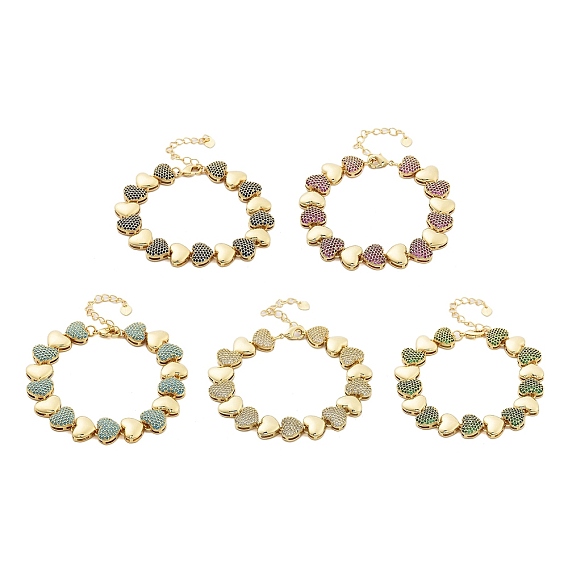 Браслеты-цепочки из латуни с микро-паве и цирконием в форме сердца для женщин, реальный 18 k позолоченный, без кадмия и без свинца, долговечный