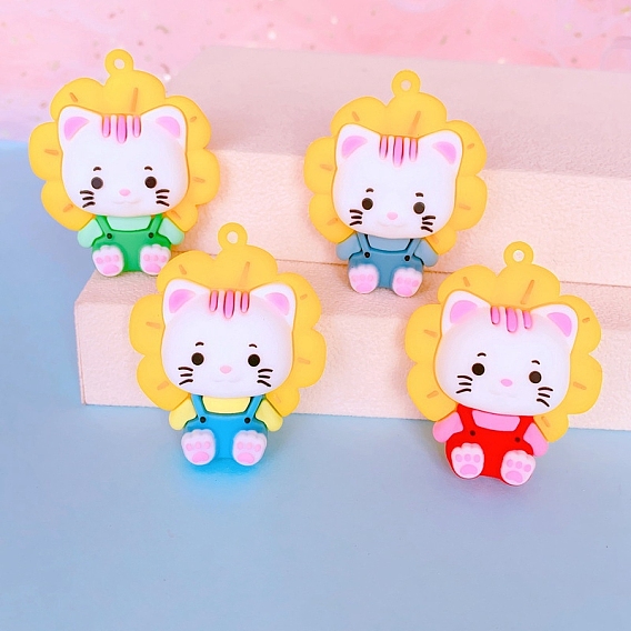 Пластиковые подвески из пвх, кот с подсолнухом