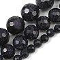 Synthetic Blue Goldstone Beads Strands, Round, Faceted