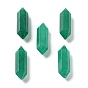 Pointes à double extrémité en jade naturel, teints et chauffée, sans trou, facette, verte