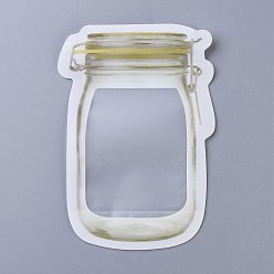 Reusable Mason Jar Shape Zipper Sealed Bags, Fresh Airtight Seal Food Storage Bags, for Nuts Candy Cookies