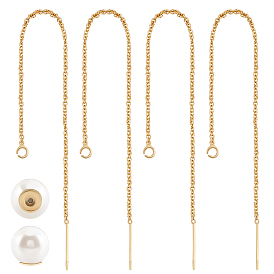 5 пары стойка покрытие латунные гвоздики серьги фурнитура, ушная нить с петлями, с 10шт. латунью и пластиковыми гайками с жемчужинами