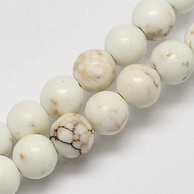 Round Natural Magnesite Beads Strands, 4mm, Hole: 1mm, about 100pcs/strand, 16.1 inch
