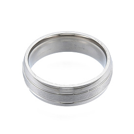 201 Stainless Steel Grooved Plain Band Ring for Women