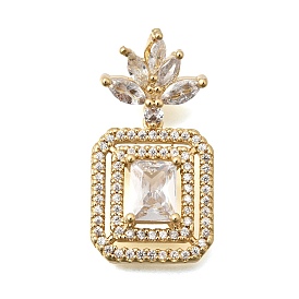 Латунные микропаве прозрачные подвески с фианитом, прямоугольник амулеты, без кадмия и без свинца, стойки покрытие, долговечный