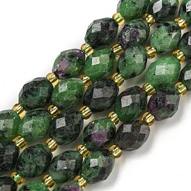 Natural Ruby in Zoisite Beads Strands, Faceted, Oval, with Seed Beads