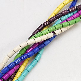 Kunsttürkisfarbenen Perlen Stränge, Kolumne, gefärbt, 5x3 mm, Bohrung: 1 mm