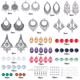DIY Alloy Chandelier Earring Making Kits, include Chandelier Components Links, Glass Beads and Brass Earring Hooks