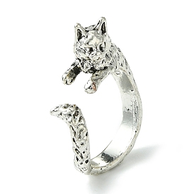 Cat Alloy Open Cuff Rings, Lead Free & Cadmium Free