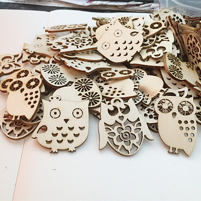 10Pcs Hollow Unfinished Wood Owl Shaped Cutouts, Owl Craft Blank Ornament, DIY Painting Supplies