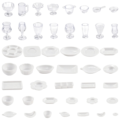 2Sets DIY Plastik Miniatur Geschirr Teller Geschirr Set, 2Sets PVC-Plastikbecher-Sets, für Küche Kinderspielzeug