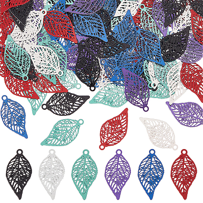 120 шт. 6 цвета 430 украшения из нержавеющей стали с травлением металла подвески, амулет из полых листьев