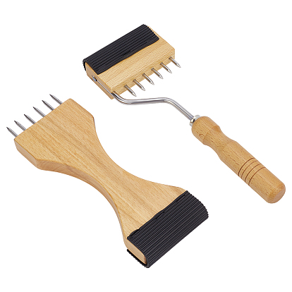 2шт. 2 виды стальных ткацких гребней для ткацкого станка, гребень для плетения с деревянной ручкой, вязальный инструмент