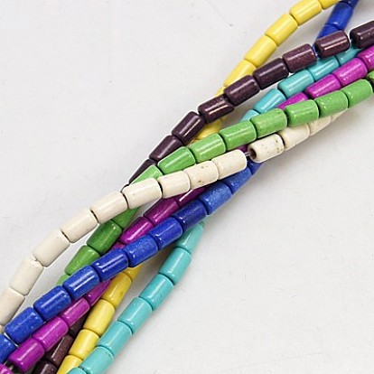 Kunsttürkisfarbenen Perlen Stränge, Kolumne, gefärbt, 5x3 mm, Bohrung: 1 mm