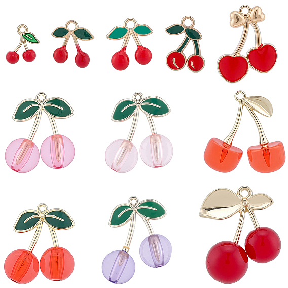 Наборы фурнитуры для подвесок из вишневого дерева своими руками, в том числе подвески из сплава эмали, с прозрачным акрилом, подвески с имитацией фруктов из смолы