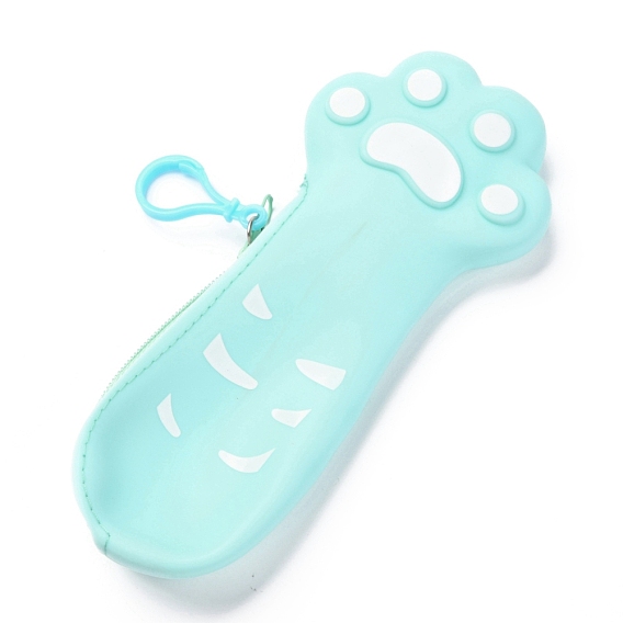 Silicone Pen Bag, Stationery Storage Boxes for Pens, Pencils, Cat Footprint Pattern