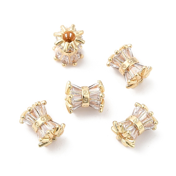 Покрытие стойки латунь микро паве прозрачные кубические циркониевые барабанные бусины, долговечный, без свинца и без кадмия