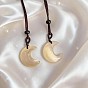 Colliers pour femmes avec pendentif en forme de croissant de lune œil de chat et cordon en polyester ajustable