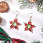Гальванизированные стеклянные бусины звезды серьги-подвески, с  латунными крючками для серег, Новогодняя тема