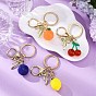 4Pcs 4 Styles Fruit Acrylic/Resin Pendant Keychain, with Alloy Pendants & Clasp and Iron Key Rings