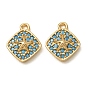 Synthetic Turquoise Pendants, Brass Rhombus with Star Charms, Nickel Free