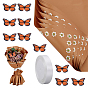 25Sheets Flower Wrapping Paper, Square, 1Bag PVC Butterfly Wall Sticker, 1Roll Single Face Satin Ribbon