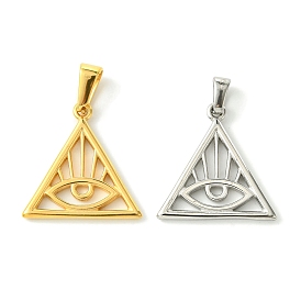Vacuum Plating 304 Stainless Steel Pendants, Triangle with Eye Charm