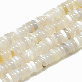 Natural White Agate Beads Strands, Heishi Beads, Flat Round/Disc