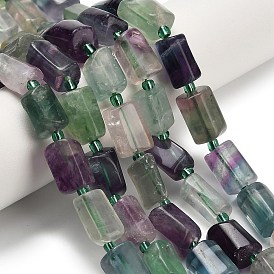 Природных красочные флюорита бисер нитей, колонка, с бисером, граненые