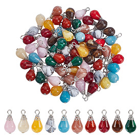80шт. Акриловые подвески с имитацией драгоценных камней, слеза, с железными петлями