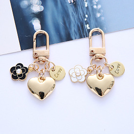 Adorable Tea Flower Letter Charm Keychain with Metal Accessories for Earphones and Bags