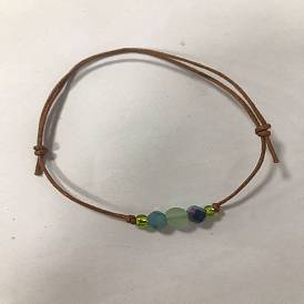 Glass Seed Braided Bead Bracelets, Waxed Cotton Adjustable Bracelet